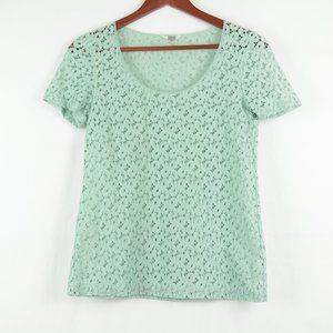 Fossil Mint Green Scoop Neck Lace Top Women's XS